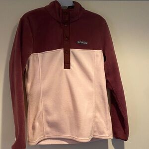 Columbia Maroon and Light Pink Fleece Pullover